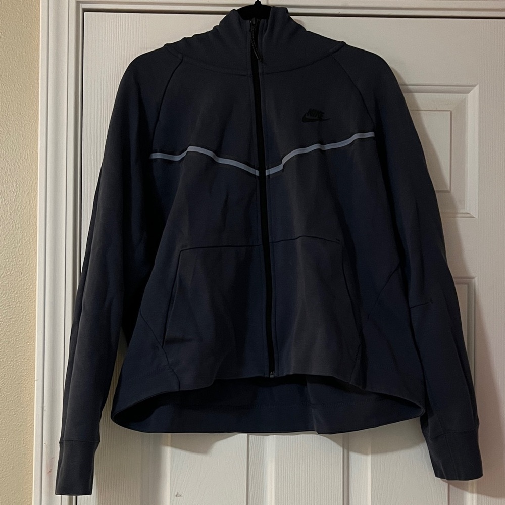 Nike Women's Black and Gray Zip-Up Hoodie